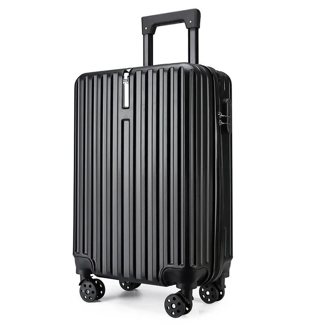 Troler voiaj, 4 roti duble 360 grade, ABS, inchidere cifru, agatator, Negru, 33x23x55cm