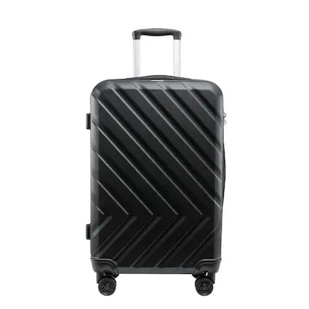 Troler voiaj, 4 roti duble 360 grade, ABS, inchidere cifru, Negru, 33x23x55cm