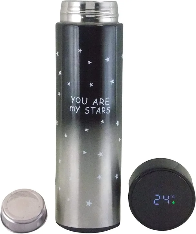 Termos smart cu pereti dublii din inox si afisaj LED, indicator temperatura C, You are my stars, 500ml