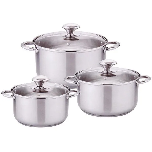 Set oale 6 piese Danny Home, 1.8L, 3.5L, 5,8L, inductie, cu capac sticla, Inox