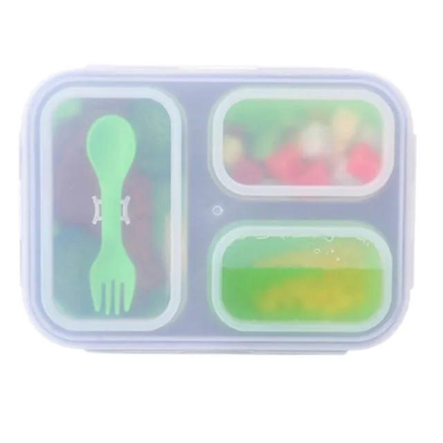 Caserola pliabila silicon Clip&Close extra-sigilare cu lingura-furculita, lungime 24 cm, Green
