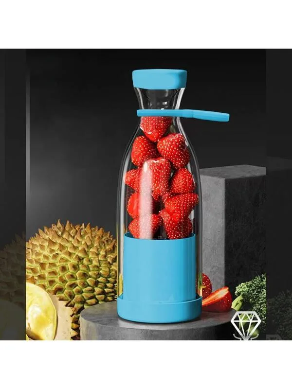 Mini Blender Electric Omega, Portabil/Compact, Multifunctional, Auto-curatare, Autonomie Mare, Capacitate 420ml, 6 Lame 3D, Putere 40w, Albastru