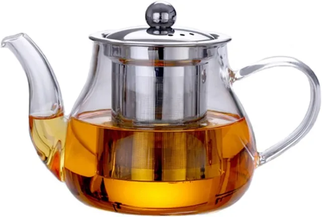 Ceainic cu infuzor, recipient pentru ceai/cafea, 800 ml, transparent