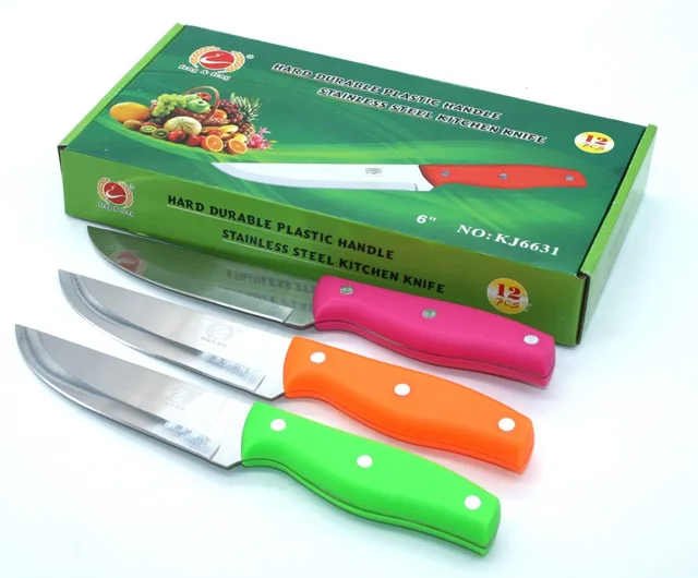 Set cutite pentru bucatarie, 3 culori, 12 buc in set