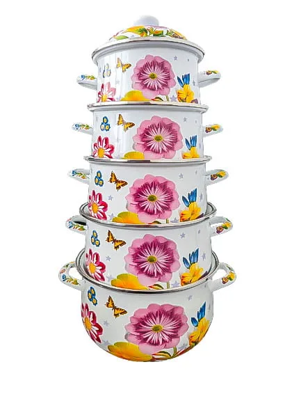 Set 5 oale emailate, 1.8l/3.3l/4l/5.3/6.4, Floral