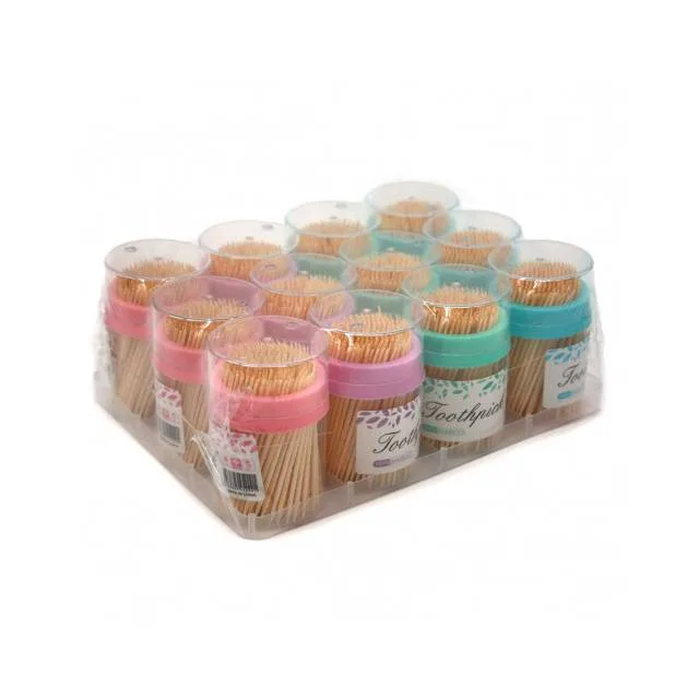 Scobitori din bambus, 200 buc, 12buc/set, 4 culori