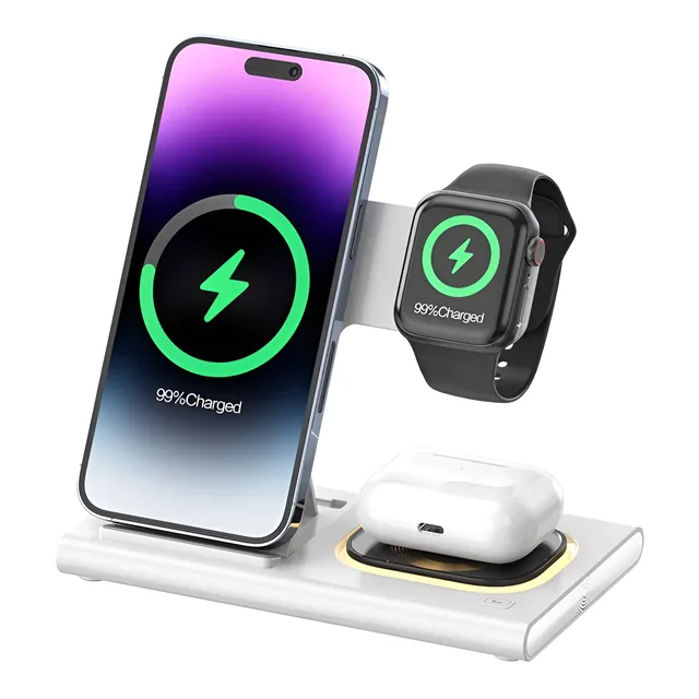 Incarcator wireless fast charger, Omega, A80, Alb