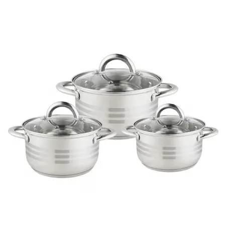 Set oale 6 piese Danny Home, 2.5L, 3.5L, 4.5L, inductie, cu capac sticla, Inox
