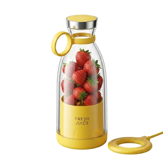 Mini Blender Electric, Incarcare Wireless, Portabil/Compact, Multifunctional, Auto-curatare, Autonomie Mare, Capacitate 350ml, 4 Lame 3D, Putere 20.000 rpm