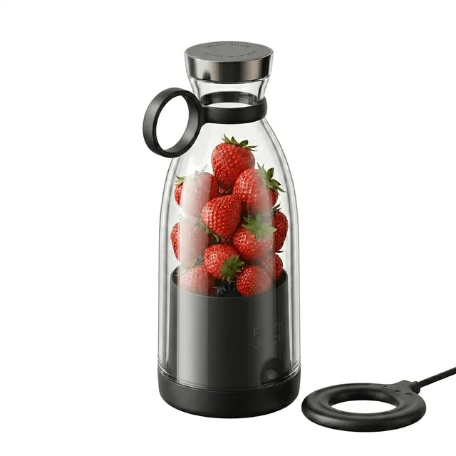 Mini Blender Electric, Incarcare Wireless, Portabil/Compact, Multifunctional, Auto-curatare, Autonomie Mare, Capacitate 350ml, 4 Lame 3D, Putere 20.000 rpm