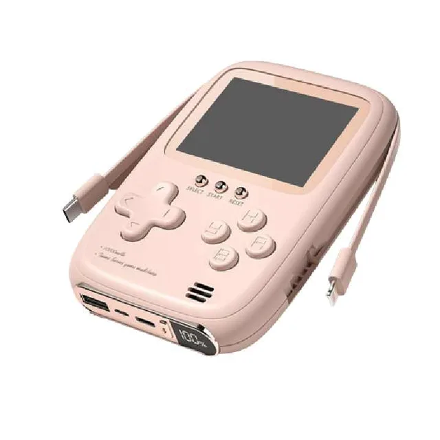 Consola portabila 2 in 1 cu 500 de jocuri, Power Bank 10000 mAh cu fire type C si lightning