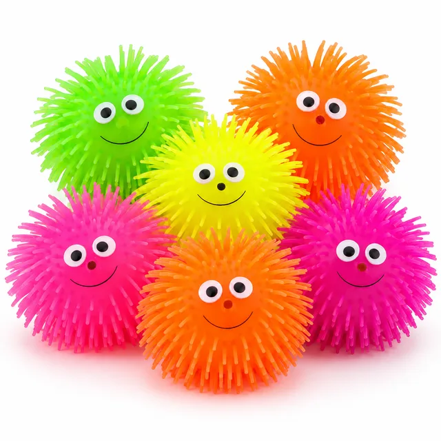 Minge senzorială Puffer Ball, cu țepi flexibili și față veselă, antistres