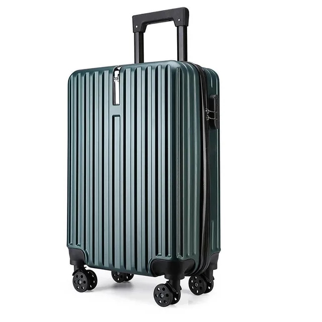 Troler voiaj, 4 roti duble 360 grade, ABS, inchidere cifru, agatator, Verde , 33x23x55cm