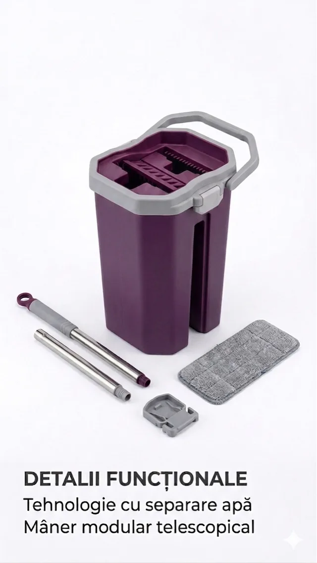 Set mop cu galeata, Mega Mag, microfibra super absorbanta, 40x20x16cm