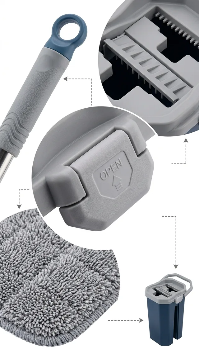 Set mop cu galeata, Mega Mag, microfibra super absorbanta, 40x20x16cm