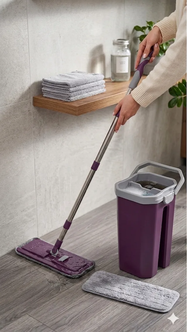 Set mop cu galeata, Mega Mag, microfibra super absorbanta, 40x20x16cm