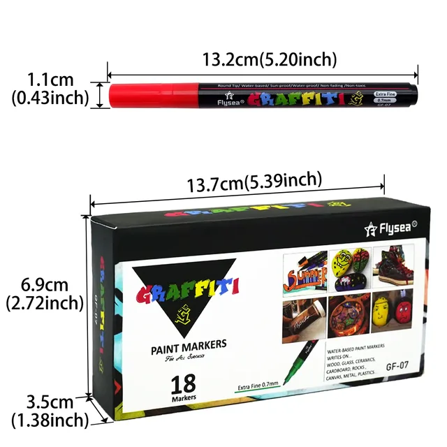 Set 18 markere, Flysea, GF-07, 0.7mm, multicolor