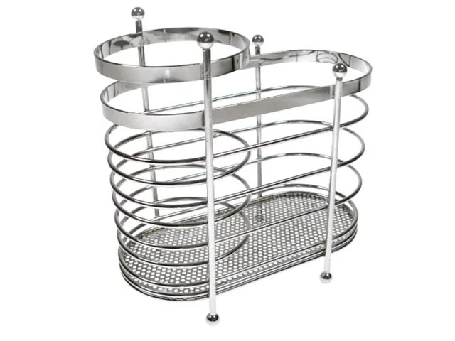 Suport metalic pentru uscare tacamuri si ustensile de bucatarie, 16×7,5×15 cm, argintiu