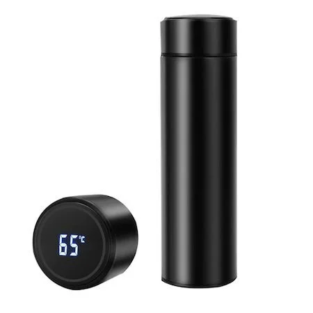Termos smart cu pereti dublii din inox si afisaj LED, indicator temperatura C, 500 ml