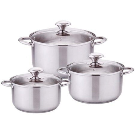 Set oale 6 piese Danny Home, 1.8L, 3.5L, 5,8L, inductie, cu capac sticla, Inox