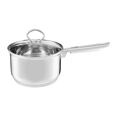 Cratita din inox cu maner, compatibila cu plita cu inductie, 16 cm, 1,6 l, Danny Home