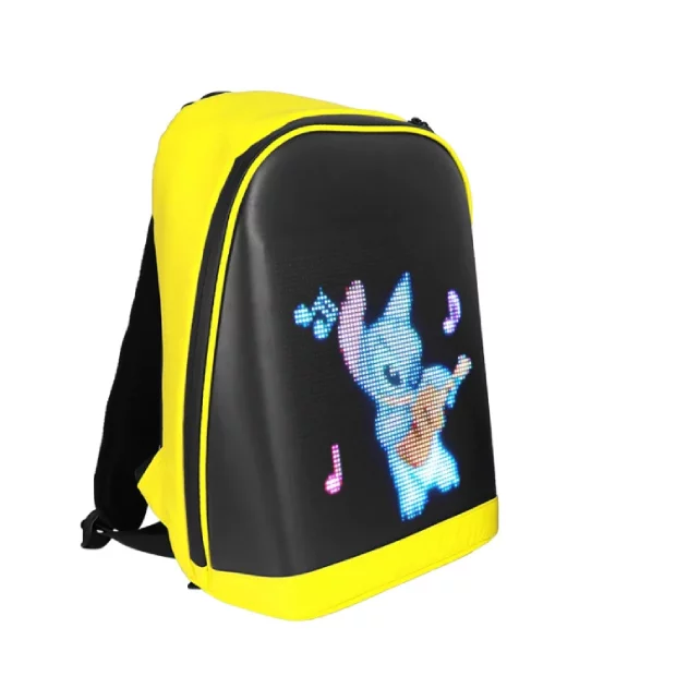 Rucsac Smart cu Display LED, WiFi, Waterproof, Aplicatie Dedicata iOS/Android, Port USB Extern, Galben