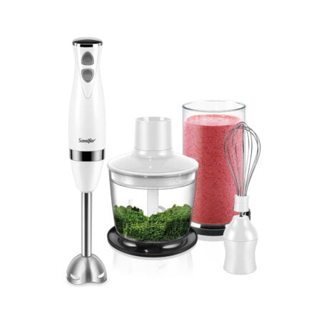 Set Blender 3 in 1 Sonifer SF-8044 cu putere 500W, Mixer vertical , functie Turbo, Multifunctional, Alb