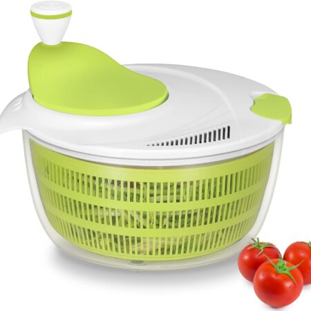 Uscator salata cu centrifuga, Danny Home, din plastic, 5 l, 20.5 x 24.3 cm, verde