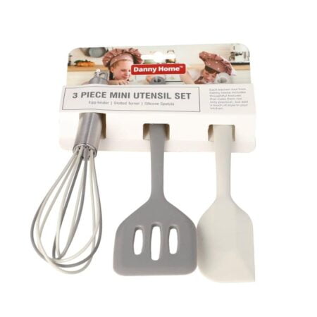 Set 3 ustensile de bucatarie, Danny Home, Silicon/Otel inoxidabil, Gri