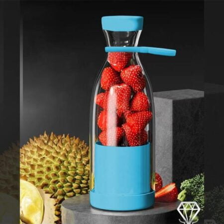 Mini Blender Electric Omega, Portabil/Compact, Multifunctional, Auto-curatare, Autonomie Mare, Capacitate 420ml, 6 Lame 3D, Putere 40w, Albastru