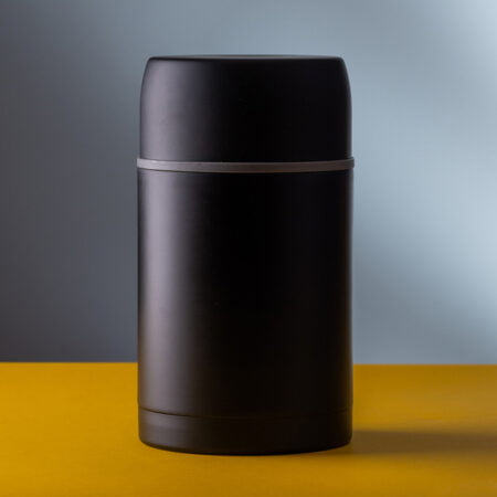 Termos pentru alimente, 1000 ml, Otel inoxidabil, perete dublu, Negru