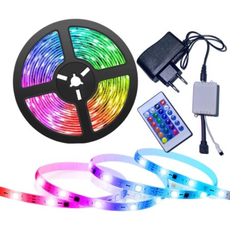 RGB led strip kit with remote control, 5m, 270 LEDs, waterproof Multicolor