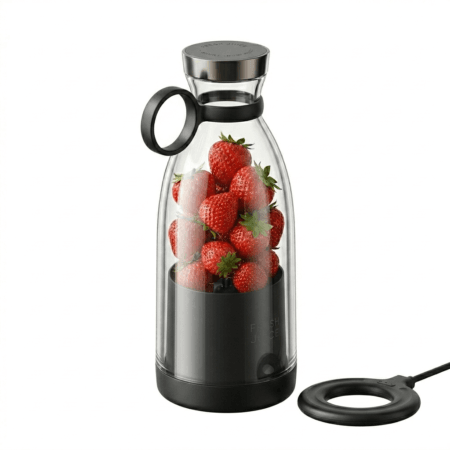 Mini Blender Electric, Incarcare Wireless, Portabil/Compact, Multifunctional, Auto-curatare, Autonomie Mare, Capacitate 350ml, 4 Lame 3D, Putere 20.000 rpm