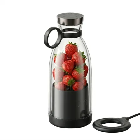 Mini Blender Electric, Incarcare Wireless, Portabil/Compact, Multifunctional, Auto-curatare, Autonomie Mare, Capacitate 350ml, 4 Lame 3D, Putere 20.000 rpm